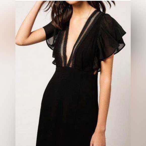 Stone Cold Fox Evelyn Dress Size 2 Black Wedding Guest Maxi Plunging Revolve - Picture 12 of 13